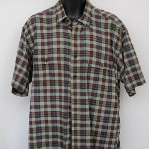 Vintage Polo Ralph Lauren GI Shirt Green Plaid Short Sleeve Top Mens XL Casual